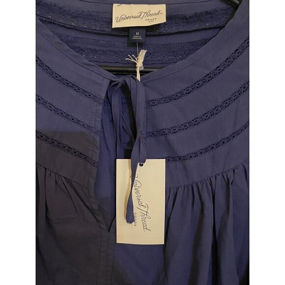 Universal Thread Womens M Balloon Sleeve Tie Front Blue Blouse NWT MRSP $24.99 - Picture 4 of 9